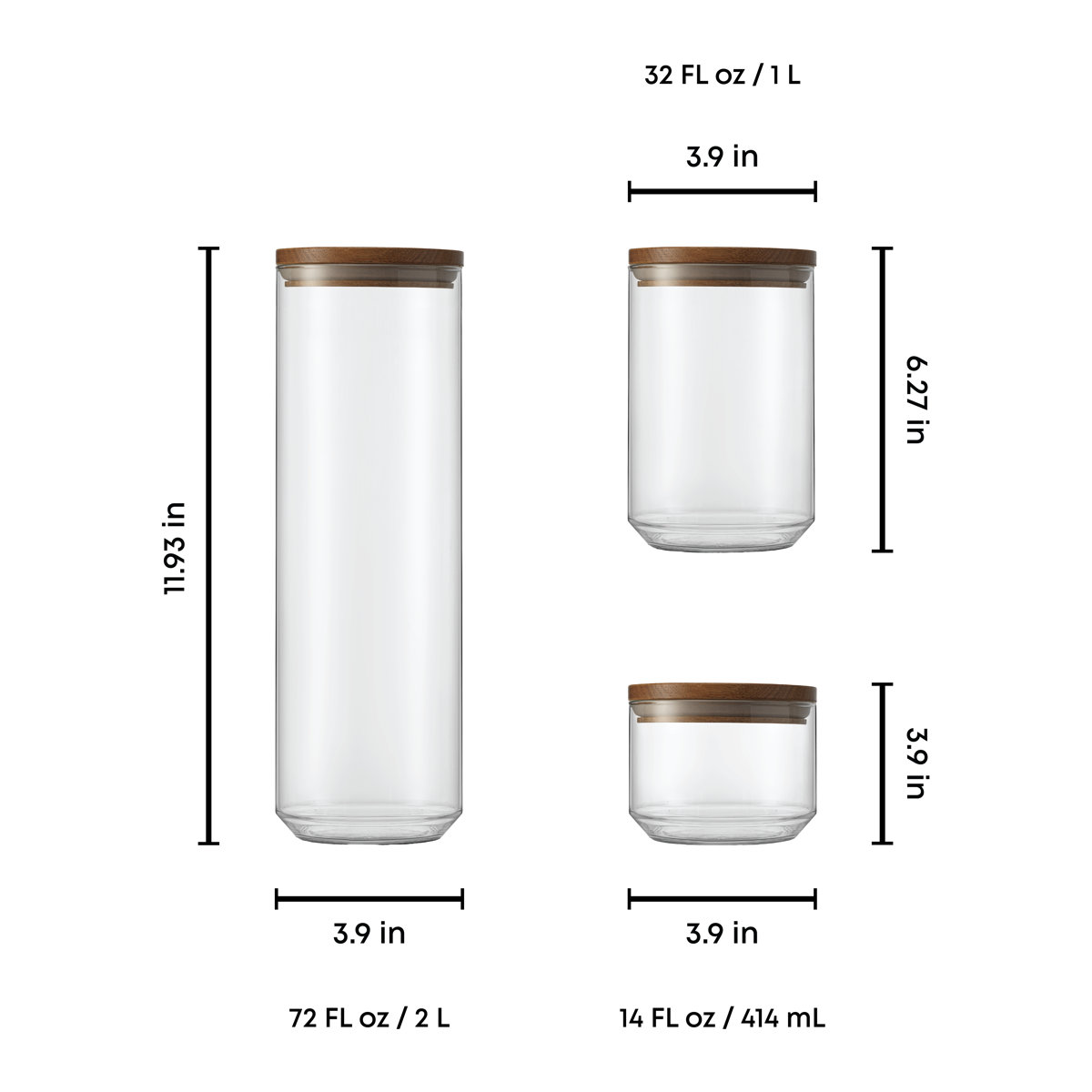 Holden 7-Piece Stackable Glass Storage Canister Set with Wood Lids (Set of 7)